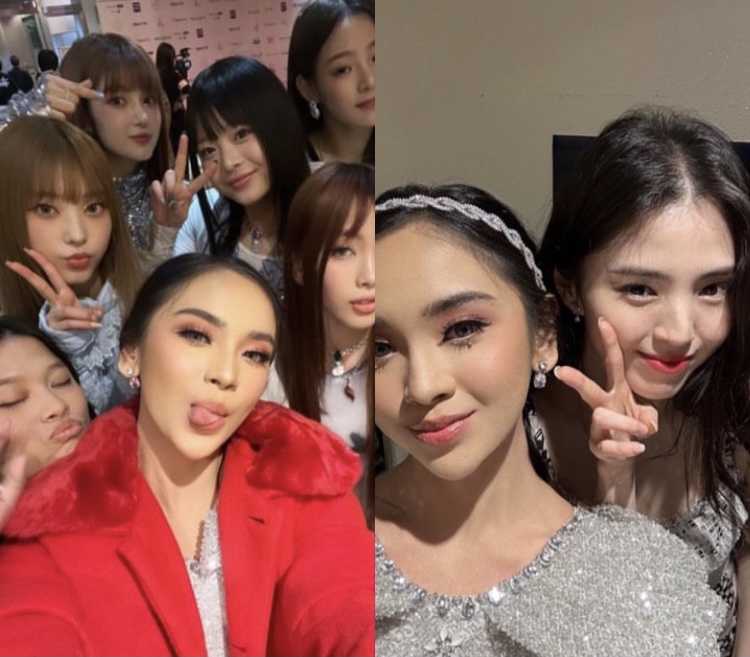 Lyodra saat berfoto bersama Idol New Jeans dan Aktris Han So Hee di AAA Japan 2022. (tangkapan layar instagram.com/lyodraofficial)