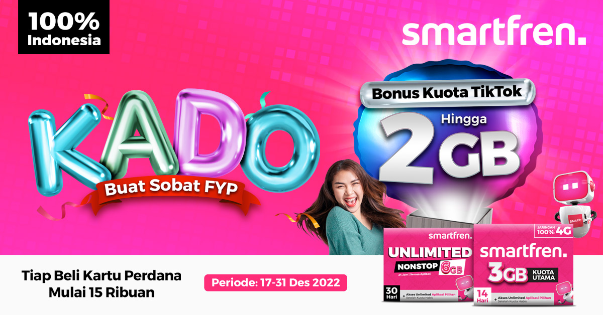 Kado Akhir Tahun, Pakai Kartu Perdana Smartfren Dapat Gratis Bonus Kuota TikTok