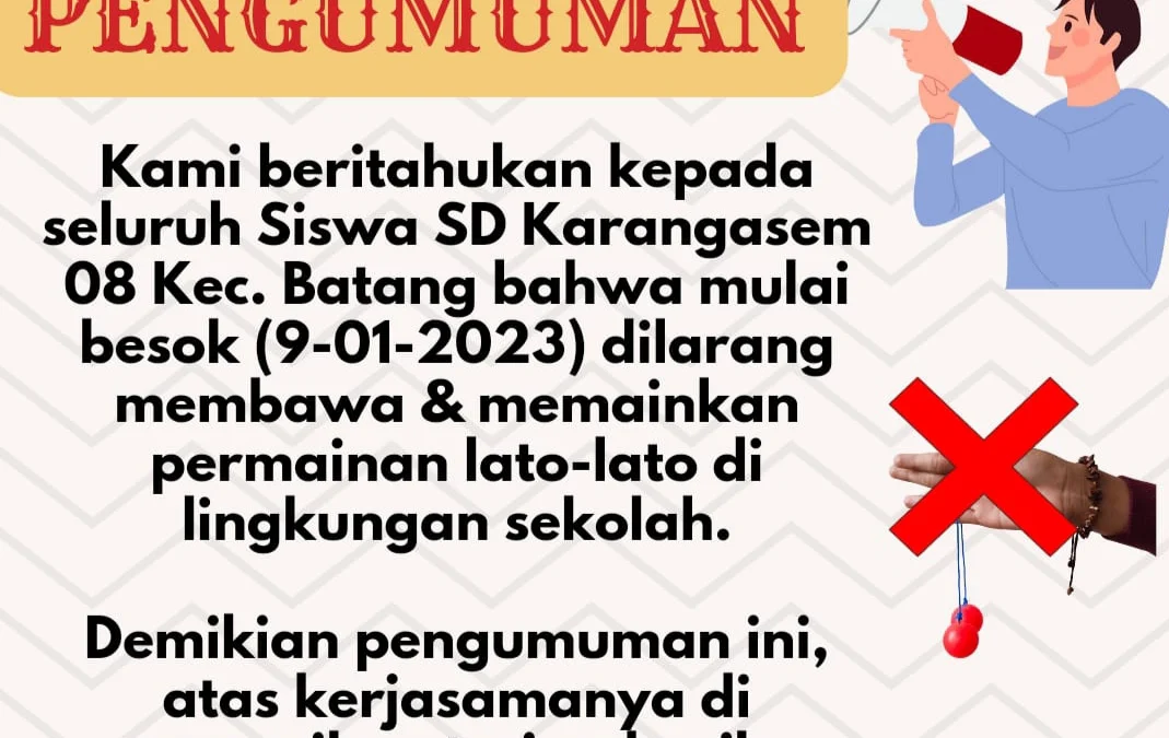 Takut Ada Korban, SDN Karangasem 08 Batang Larang Murid Bawa Lato-lato ke Sekolah