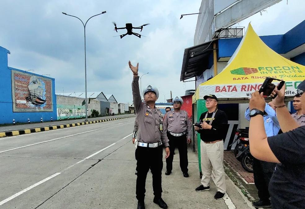 Uji coba ETLE Drone di Kota Pekalongan oleh Ditlantas Polda Jateng dan Polres Pekalongan Kota di Kota Pekalongan