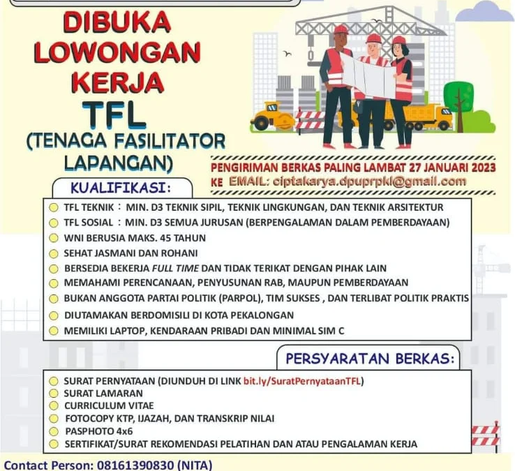 DPU PR Buka Loker Tenaga Fasililator Lapangan, Catat Kualifikasi dan dan Persyaratannya