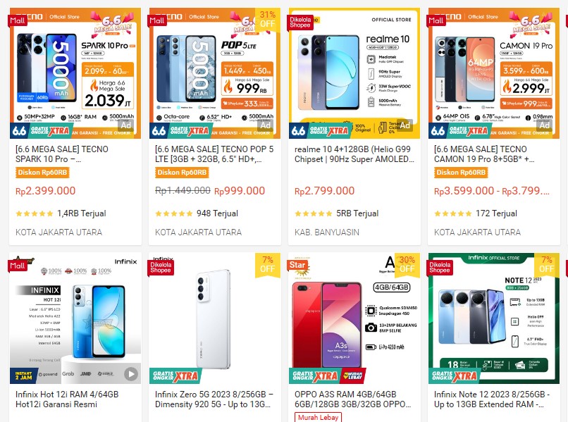 Toko HP Terpercaya di Shopee