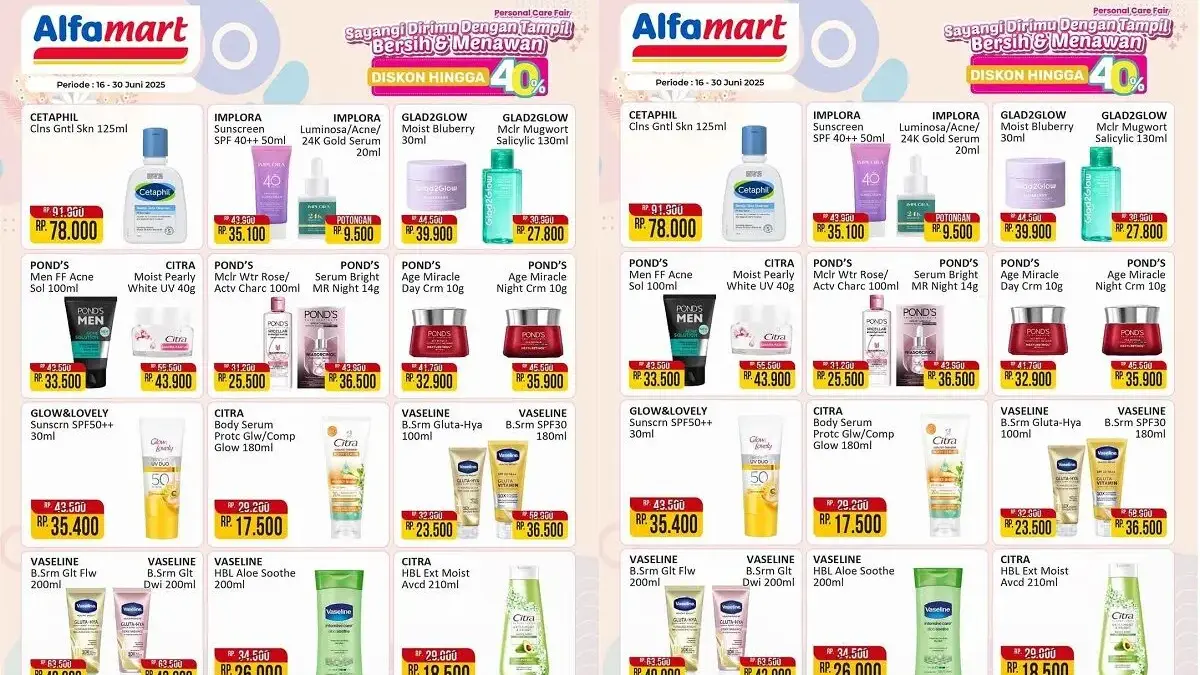 Diskon Hingga 40% Produk Perawatan Kulit Premium di Alfamart Pekalongan