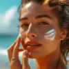 Ilustrasi pemakaian sunscreen yang mengandung tranexamic acid.