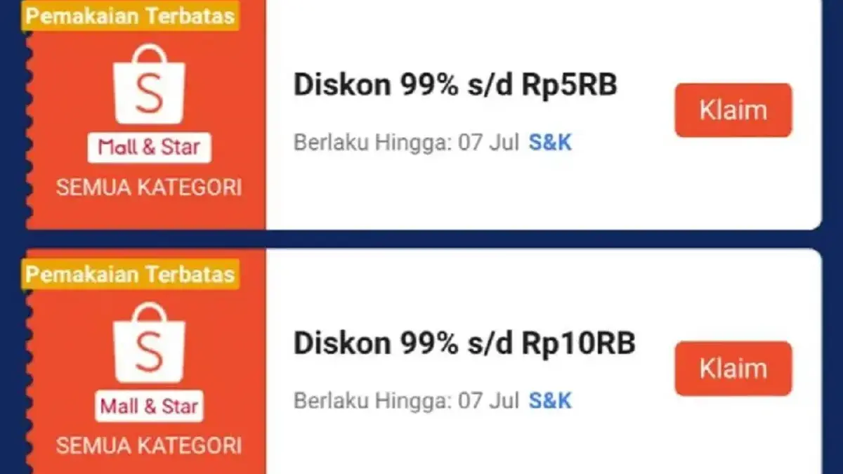Kode Voucher Shopee 7.7 Diskon 99% Mulai 7 Juli 2025