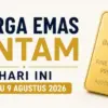 Harga emas Antam hari ini Minggu 9 Agustus 2026