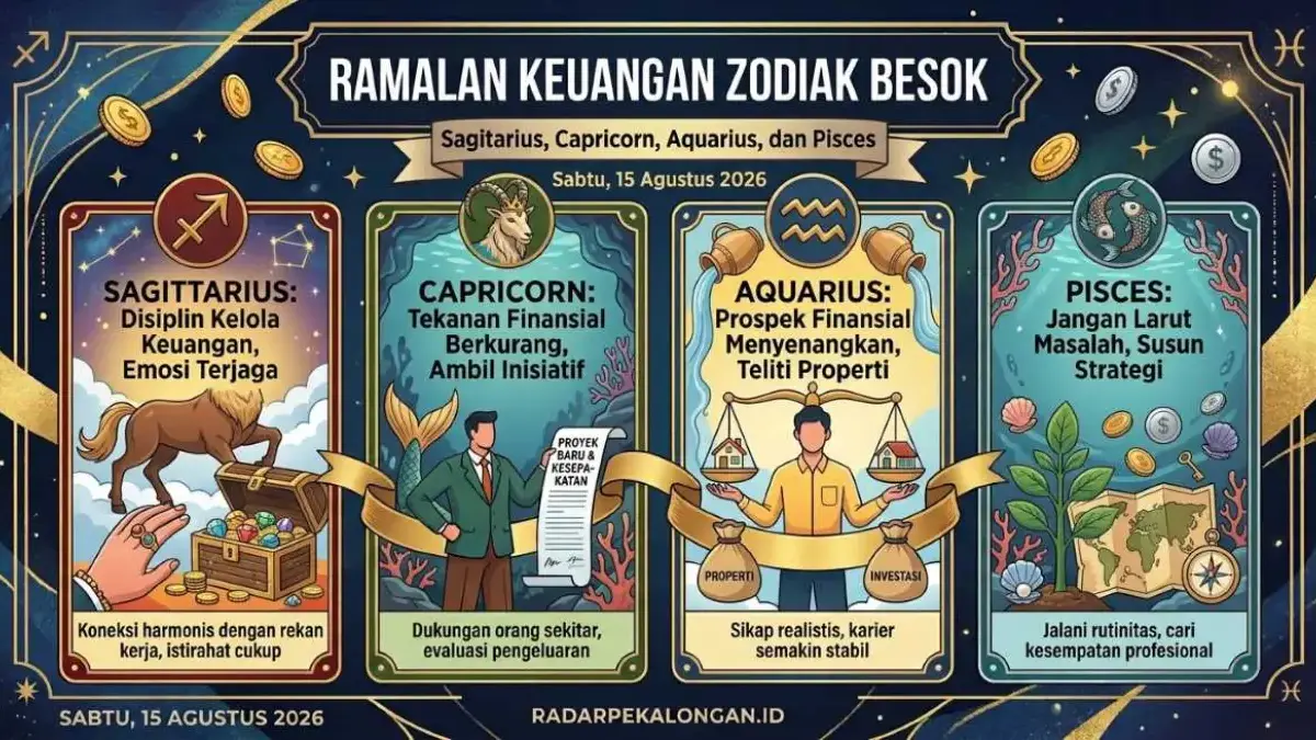 Tekanan Berkurang! Ramalan Keuangan Zodiak 15 Agustus 2026 untuk Sagitarius, Capricorn, Aquarius, dan Pisces Ramalan Keuangan Zodiak 15 Agustus 2026