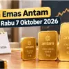 Harga Emas Antam Hari Ini Rabu 7 Oktober 2026