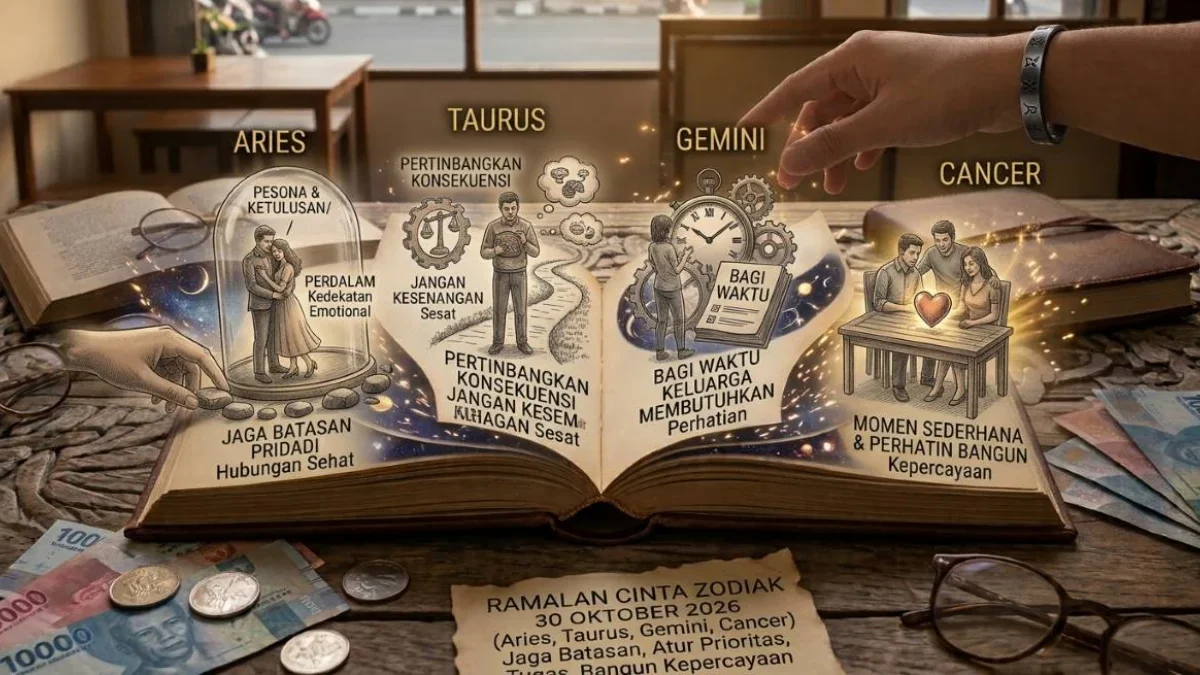 Jaga Batasan! Ramalan Cinta Zodiak Besok 30 Oktober 2026 untuk Aries, Taurus, Gemini, dan Cancer Ramalan Cinta Zodiak Besok 30 Oktober 2026